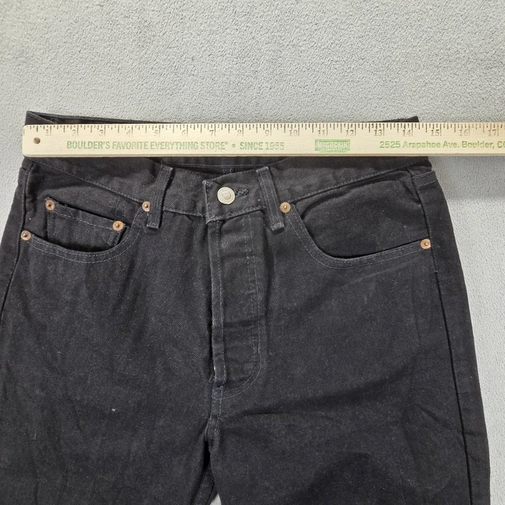 VTG‎ Levis 501 Jeans Mens Black Straight USA Red Trim 90s Modified Fits 28x29